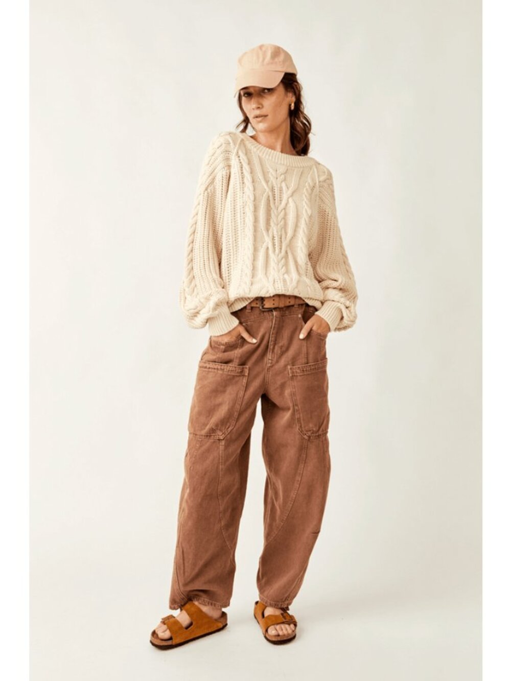Free People Sz. S Cream Frankie Cable Jumper